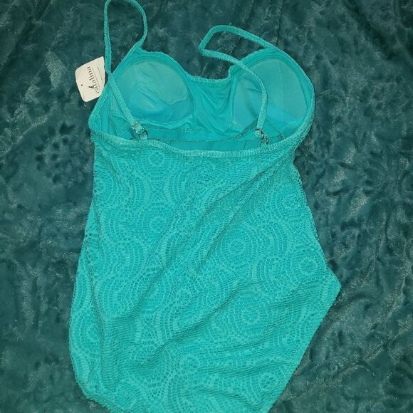 Turquoise mesh One piece swimsuit - Picture 2 of 3
